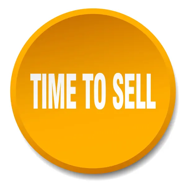 Tempo para vender laranja redonda plana botão isolado — Vetor de Stock