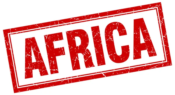 Africa francobollo grunge quadrato rosso su bianco — Vettoriale Stock