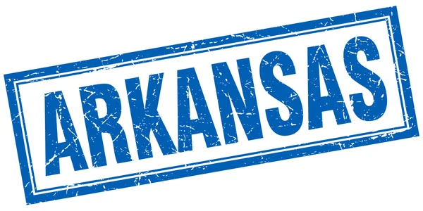 Arkansas kék négyzet grunge-bélyeg a fehér — Stock Vector