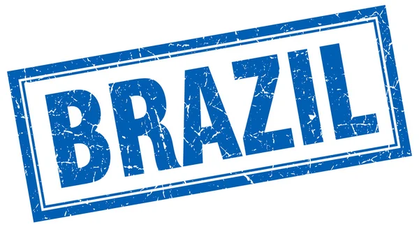 Brasil azul quadrado grunge selo em branco — Vetor de Stock