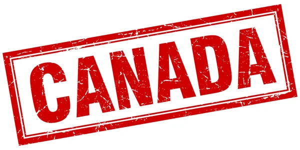 Kanada roter quadratischer Grunge-Stempel auf Weiß — Stockvektor