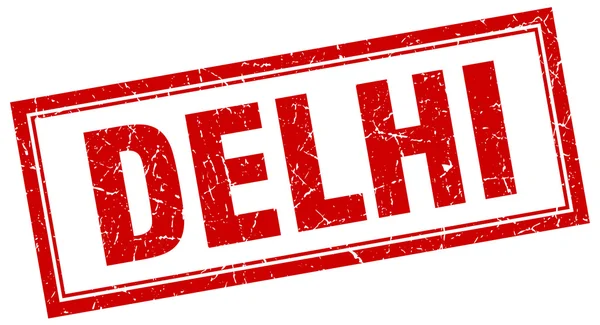 Delhi Röda torget grunge stämpel på vit — Stock vektor