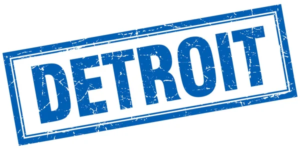 Sello grunge cuadrado azul de Detroit en blanco — Vector de stock
