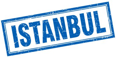 Istanbul mavi kare grunge damgası beyaz