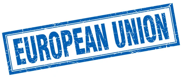 Европейский союз голубой квадратный гранж штамп на белом — стоковый вектор