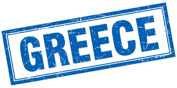Grécia azul quadrado grunge selo em branco — Vetor de Stock