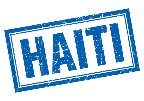 Haiti blue square Grunge Stempel auf weiß — Stockvektor