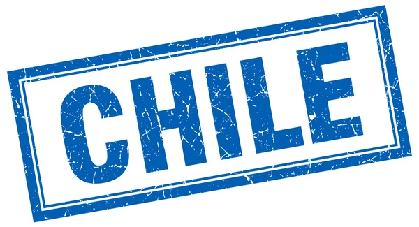 Sello grunge cuadrado azul de Chile en blanco — Vector de stock