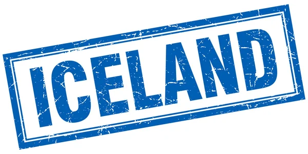 在白色冰岛蓝色方形 grunge 邮票 — 图库矢量图片