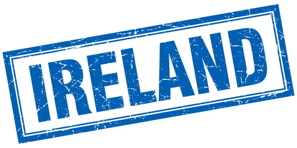 Irlanda francobollo grunge quadrato blu su bianco — Vettoriale Stock