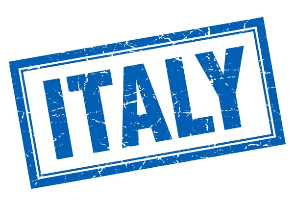 Italien blå fyrkantiga grunge stämpel på vit — Stock vektor