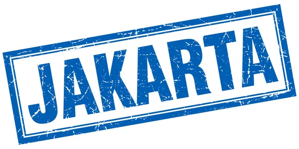 Jakarta Blue Square Grunge Stempel auf Weiß — Stockvektor