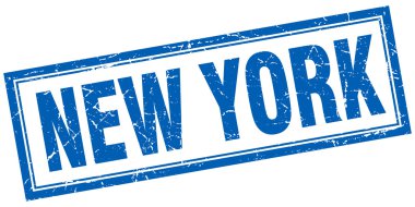 New York mavi kare grunge damgası beyaz