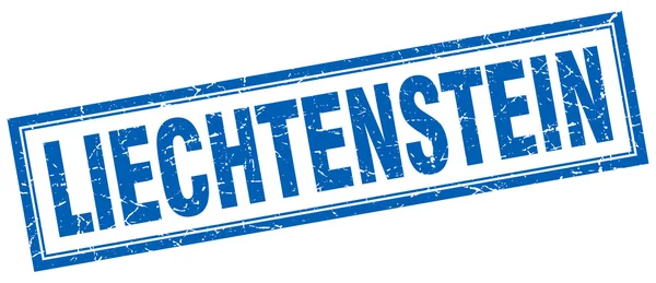 Liechtenstein blauwe vierkante grunge stempel op wit — Stockvector