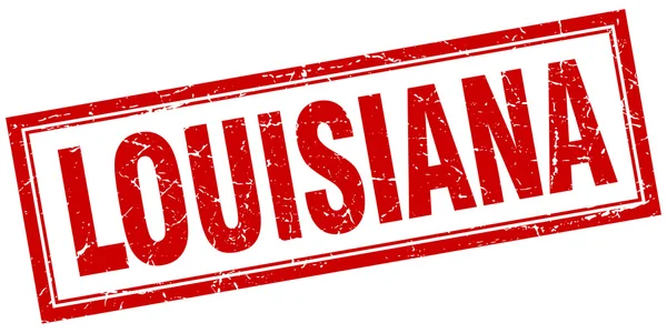 Sello grunge cuadrado rojo Louisiana en blanco — Vector de stock