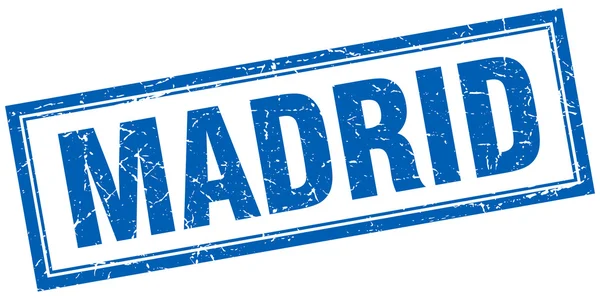Grunge carré bleu Madrid timbre sur blanc — Image vectorielle