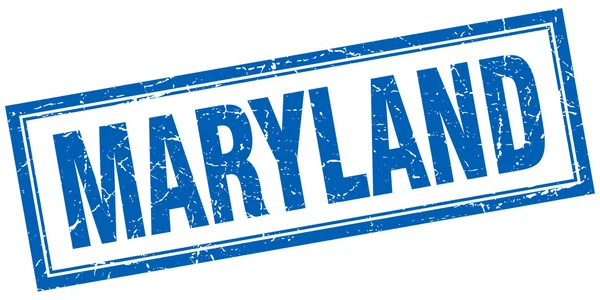 Maryland blauwe vierkante grunge stempel op wit — Stockvector