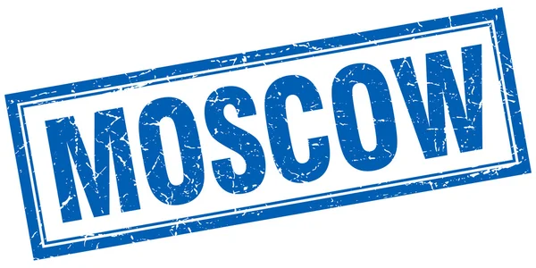 莫斯科蓝色方形 grunge 邮票上白 — 图库矢量图片