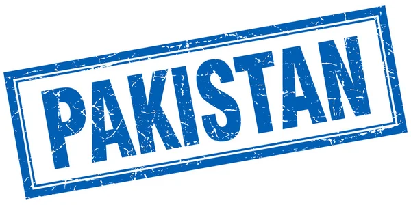 Pakistan blue square grunge stamp auf weiß — Stockvektor
