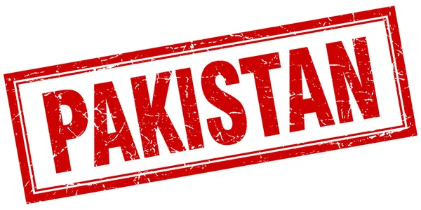 Pakistan red square grunge stamp auf weiß — Stockvektor