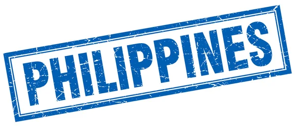 Filippijnen blauwe vierkante grunge stempel op wit — Stockvector