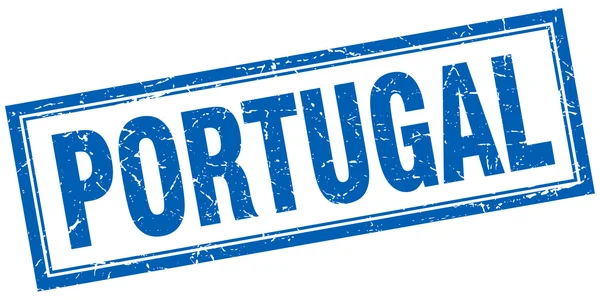 Portugal blue square grunge stamp auf weiß — Stockvektor