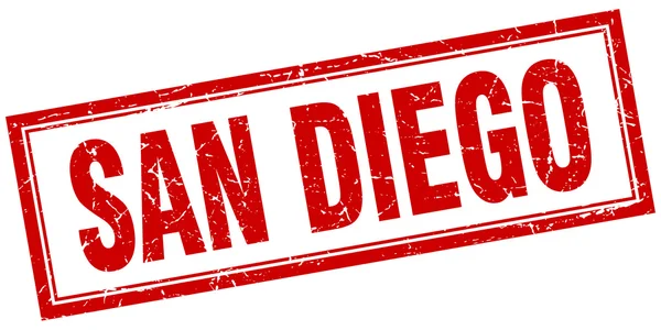 Timbre grunge carré rouge San Diego sur blanc — Image vectorielle
