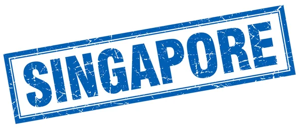 Singapore blue square grunge stamp auf weiß — Stockvektor