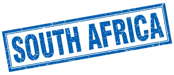 Zuid-Afrika blauwe vierkante grunge stempel op wit — Stockvector