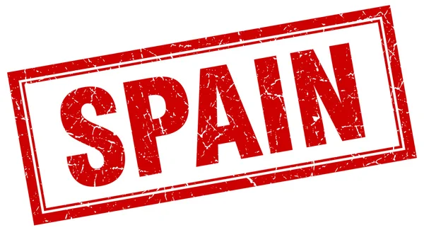 西班牙红色正方形 grunge 邮票上白 — 图库矢量图片