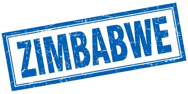 Zimbabwe blue square grunge stamp auf weiß — Stockvektor
