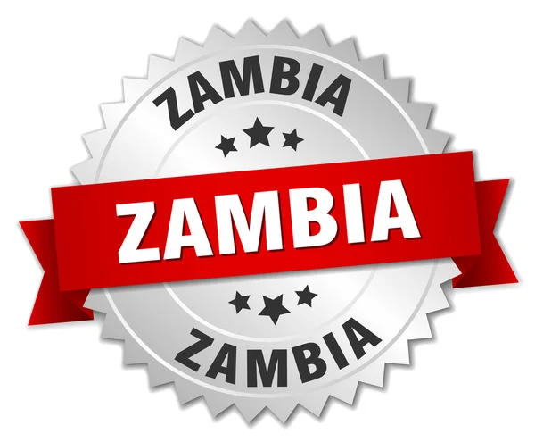 Zambia placa redonda de plata con cinta roja — Archivo Imágenes Vectoriales