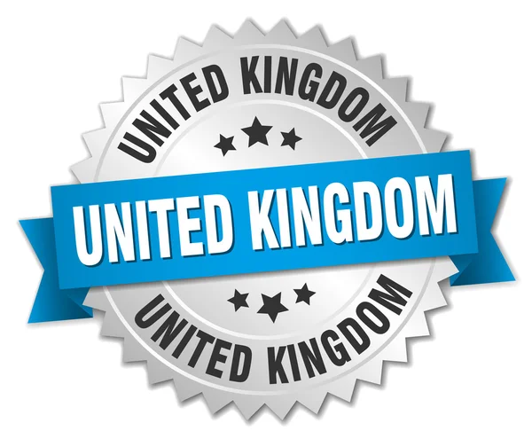Reino Unido placa redonda de plata con cinta azul — Vector de stock