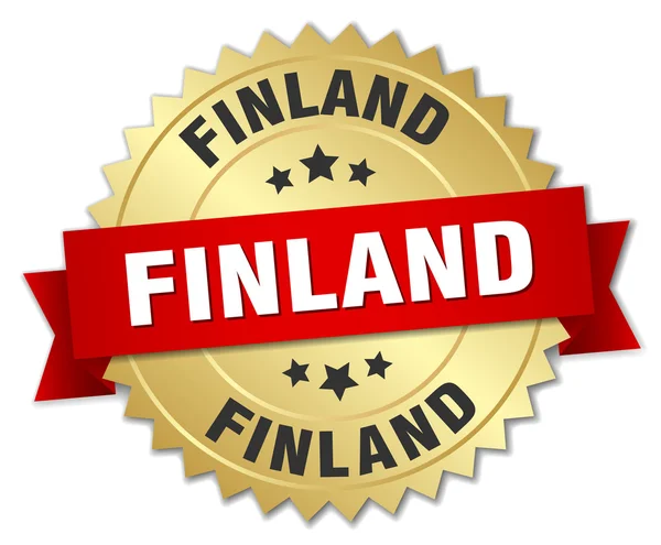 Finsko kulatý zlatý odznak s červenou stužku — Stockový vektor
