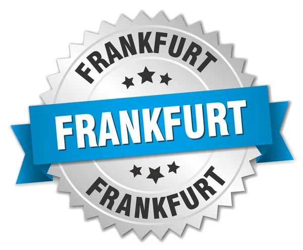 Frankfurt round silver badge with blue ribbon — Stock Vector