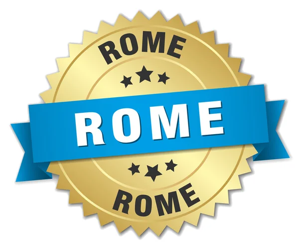 Rome round golden badge with blue ribbon — Stock Vector