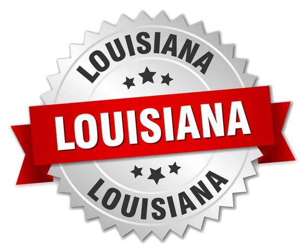 Luisiana placa redonda de plata con cinta roja — Vector de stock
