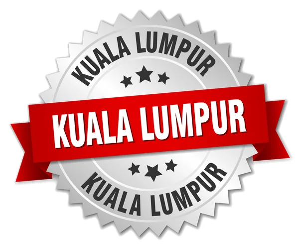 Kuala Lumpur  round silver badge with red ribbon — Stock Vector