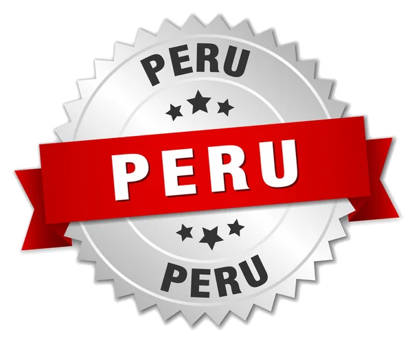 Peru kulatý stříbrný odznak s červenou stužku — Stockový vektor