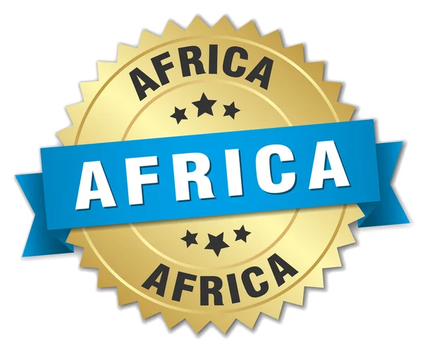 Africa distintivo rotondo d'oro con nastro blu — Vettoriale Stock