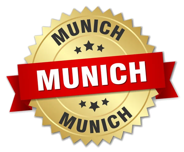 München ronde gouden badge met rood lint — Stockvector