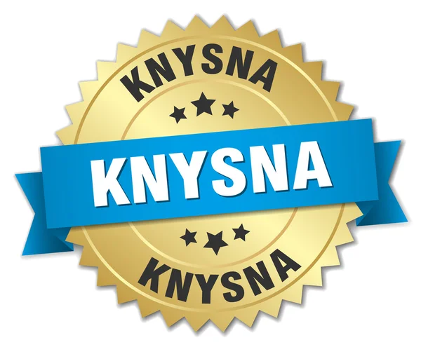 Insignia redonda de oro Knysna con cinta azul — Archivo Imágenes Vectoriales