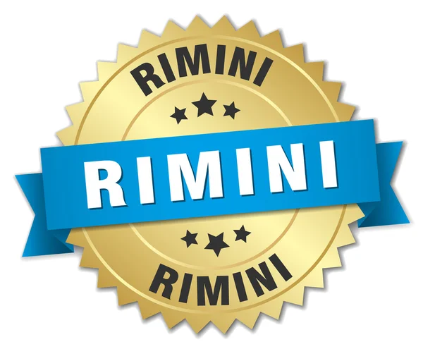 Rimini yuvarlak mavi kurdele ile altın rozet — Stok Vektör