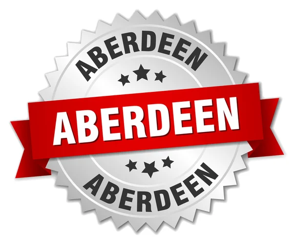 Insignia de plata redonda Aberdeen con cinta roja — Vector de stock