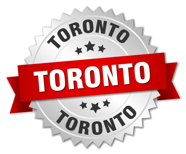 Toronto ronde zilveren badge met rood lint — Stockvector