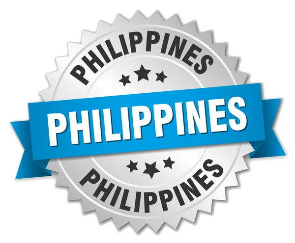 Insigne Philippines rond argent avec ruban bleu — Image vectorielle