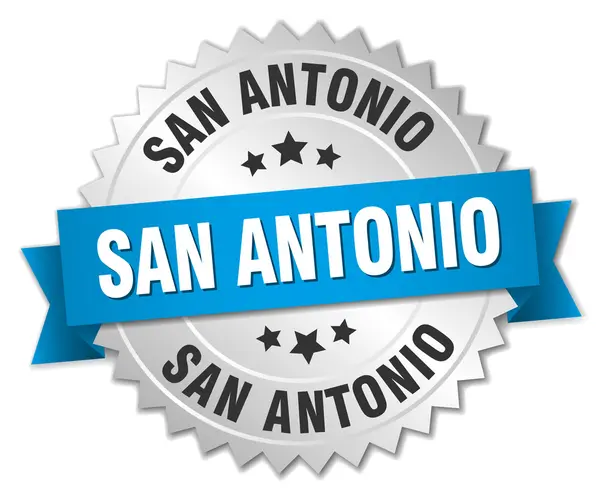 San antonio runde silberne plakette mit blauer schleife — Stockvektor