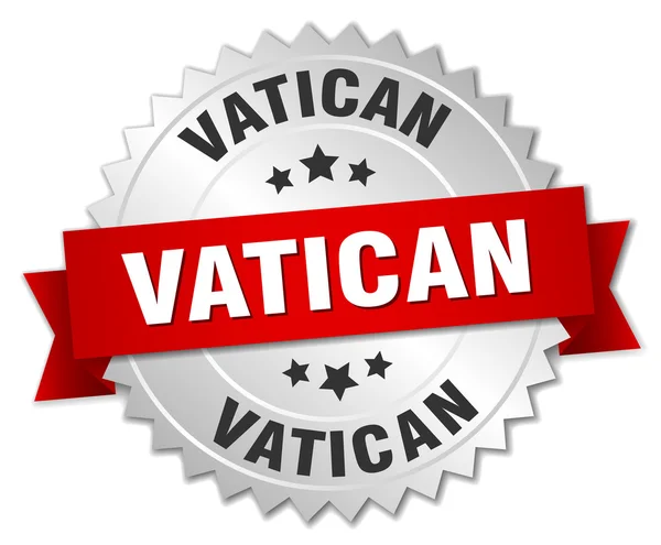 Vaticaan ronde zilveren badge met rood lint — Stockvector