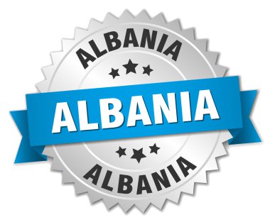 Arnavutluk yuvarlak mavi kurdele ile gümüş rozet