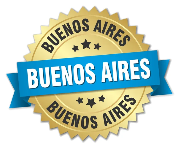 Badge rond Buenos Aires doré avec ruban bleu — Image vectorielle